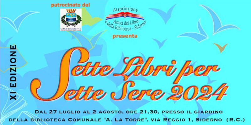 Siderno: il 27 luglio la rassegna “7 libri per 7 sere”