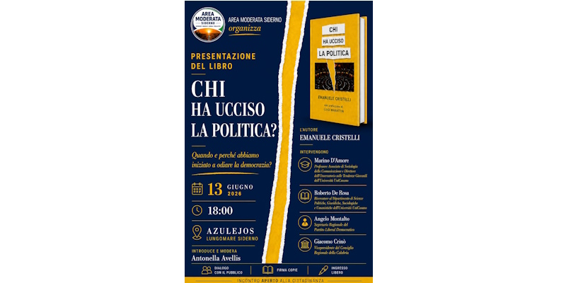 Chi ha ucciso la politica? Emanuele Cristelli a Siderno per discutere di crisi della rappresentanza e futuro della democrazia