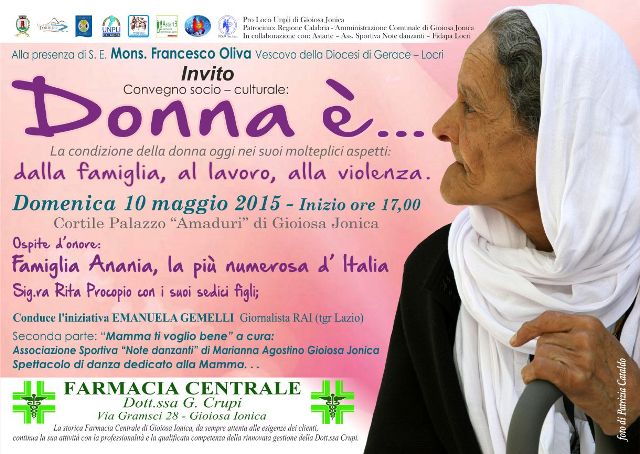 Gioiosa Jonica - La Pro Loco organizza un convegno dal titolo: “Donna è...”.  