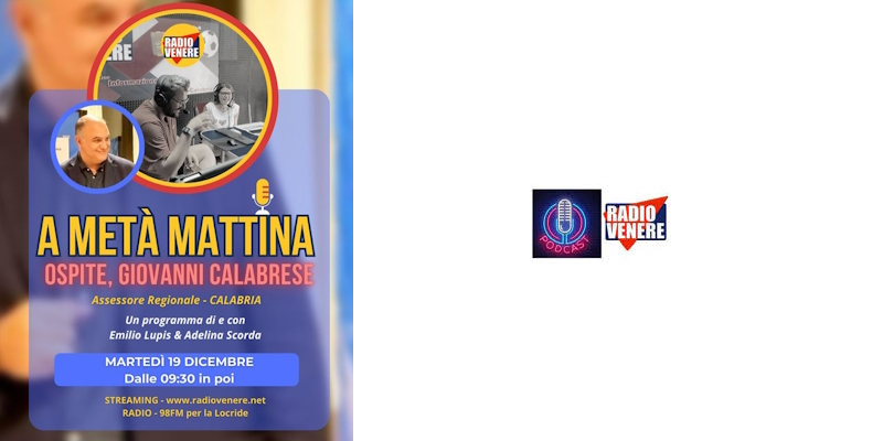 Il podcast di "A Metà Mattina" con l'assessore regionale Giovanni Calabrese