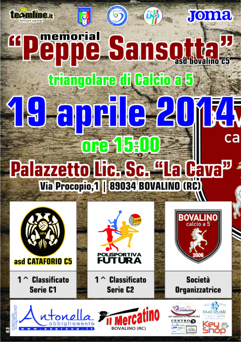 Bovalino Calcio a 5 - Il 19 Aprile il "Memorial Peppe Sansotta", con Cataforio e Polisportiva Futura